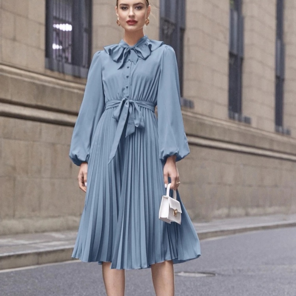 Tie Front Pleated Dress
